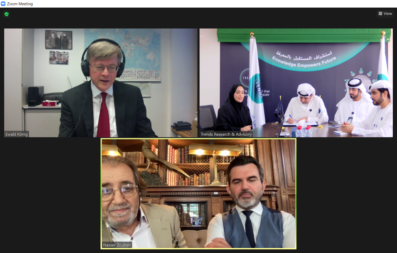 مركزا تريندز للبحوث وجنيف للدراسات يوقعان اتفاقية تعاون بحثي وعلمي