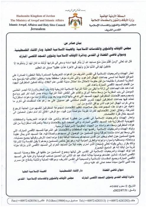 الهيئات والمرجعيات الإسلامية بالقدس تحذر من المساس بالأقصى