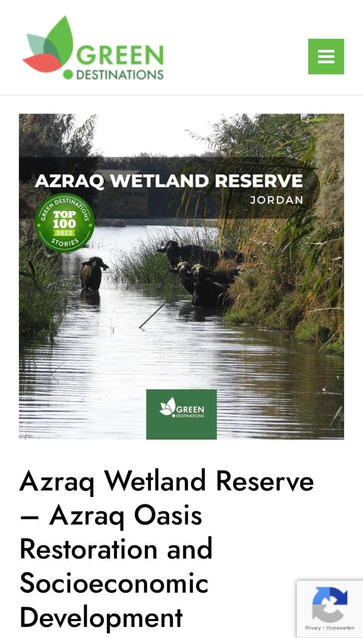 محمية الأزرق المائية تفوز كواحدة من أفضل 100 موقع مستدام في العالم،