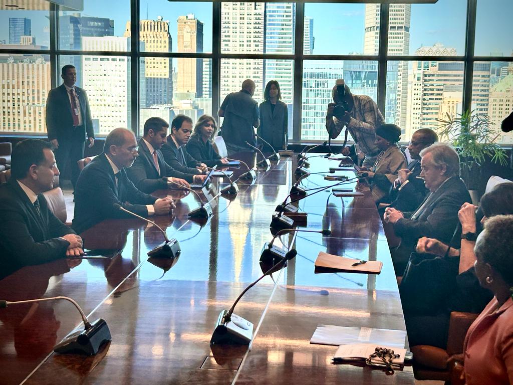 الصفدي وغوتيريش يبحثان سبل تكثيف الجهود المستهدفة حشد دعم دولي فوري لوقف الحرب على ‫غزة‬،