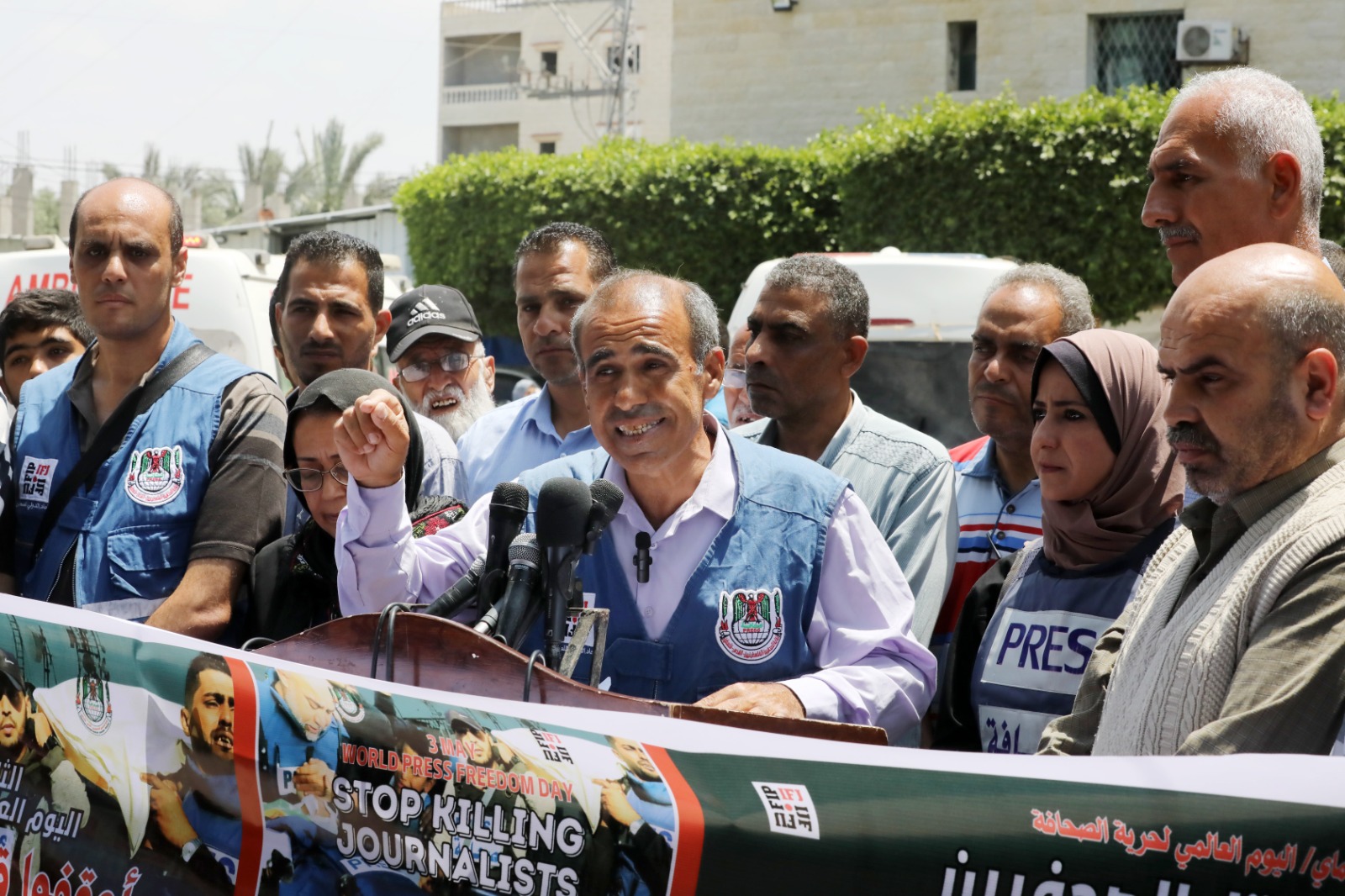 نقابة الصحفيين الفلسطينيين تنظم وقفتين متزامنتين بمناسبة اليوم العالمي لحرية