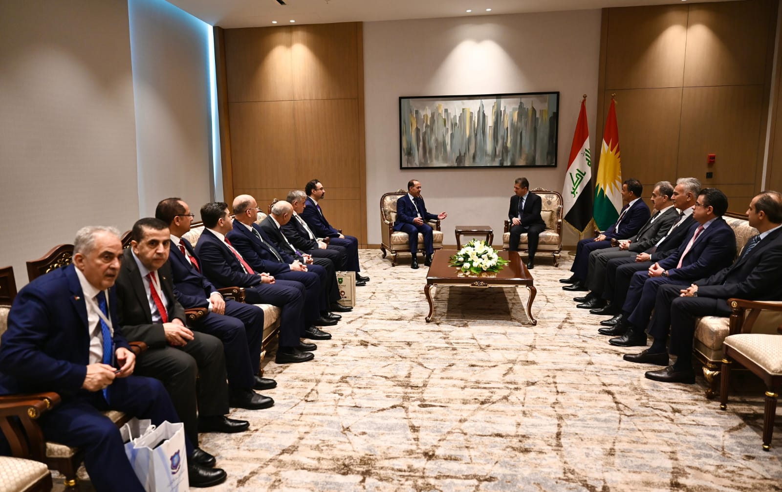 رئيس حكومة إقليم كردستان العراق يلتقي الوفد الأردني المشارك في  أعمال ملتقى وأسبوع التعليم العالي الأردني الكردستاني 2024 