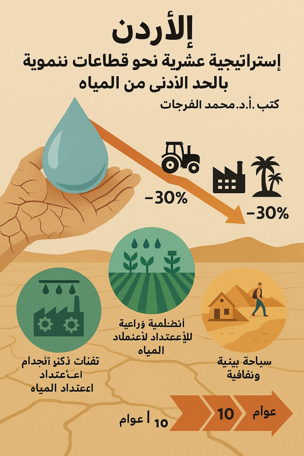 الأردن: إستراتيجية عشرية نحو قطاعات تنموية بالحد الأدنى من المياه... حتى نبقى !  كتب أ.د. محمد الفرجات