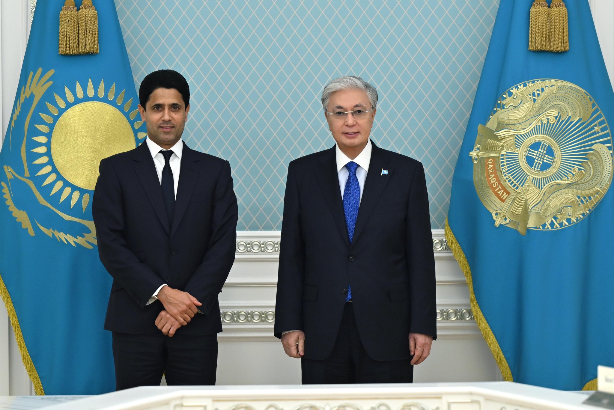 ناصر الخليفي يلتقي الرئيس الكازاخستاني ويناقشان تطور رياضة البادل