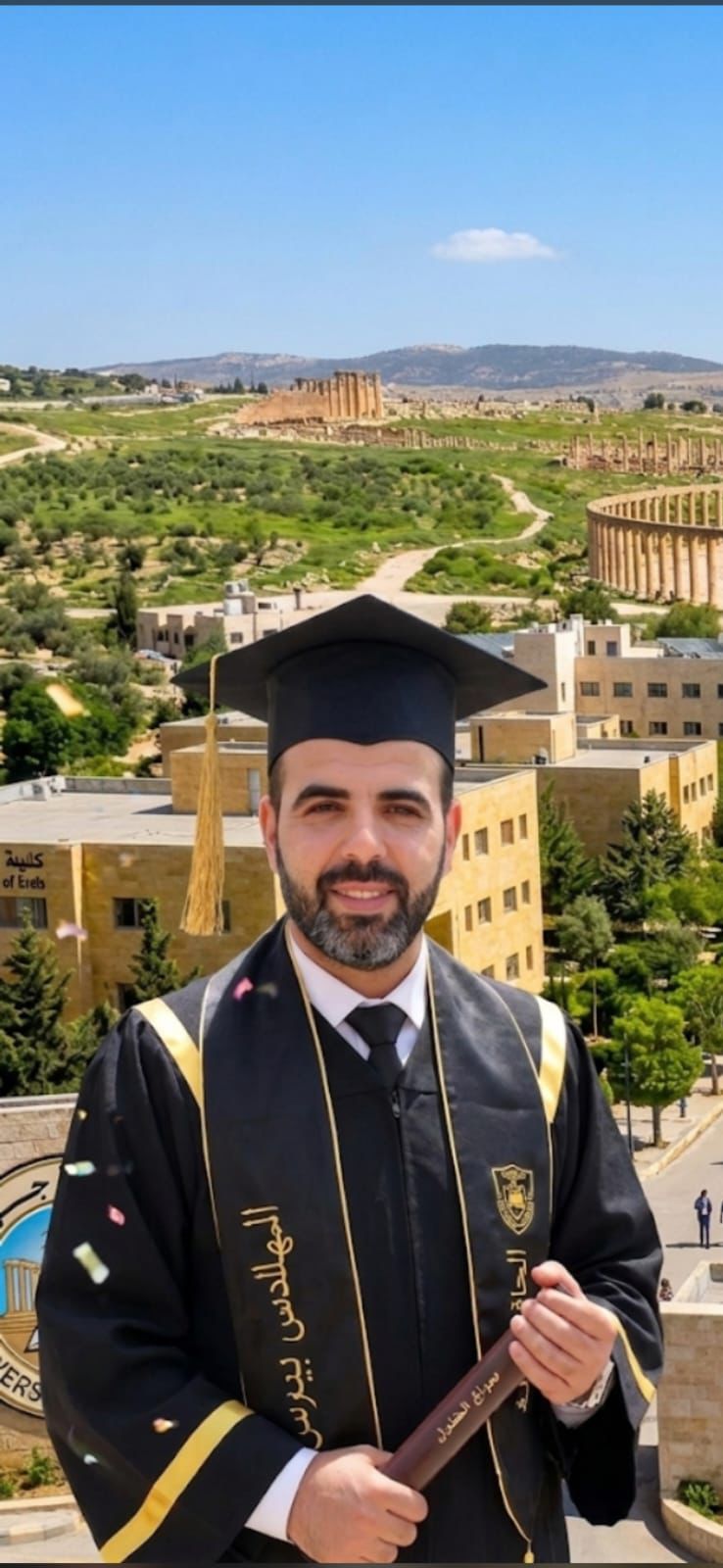 خالد صفران البلاونة يهنئ المهندس بيبرس البلاونة بتخرجه من جامعة جرش بتقدير امتياز