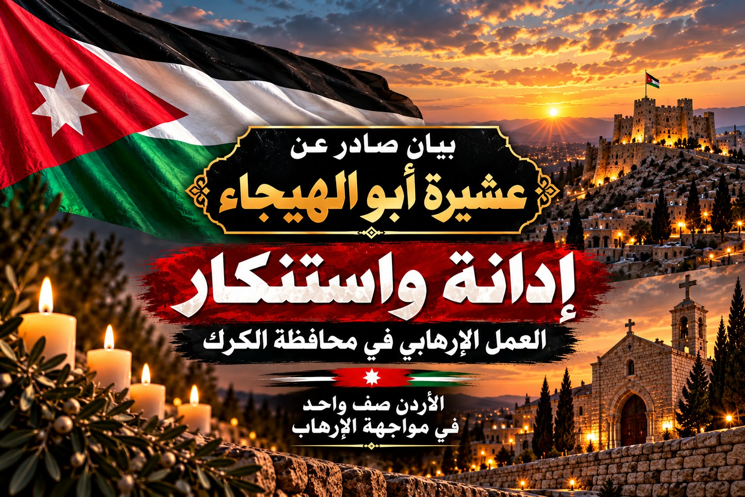 بيان صادر عن عشيرة آل أبو الهيجاء  بشأن الأحداث الإرهابية في محافظة الكرك